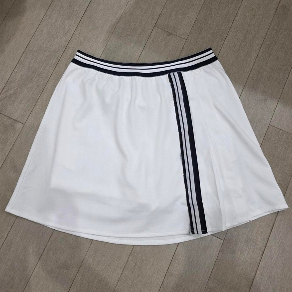 Zella Recess White Tennis Skort Striped Waistband Side Pocket Size S APR25